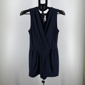 BCBGeneration Navy Blue Sleeveless Surplice Wrap Front Romper XS